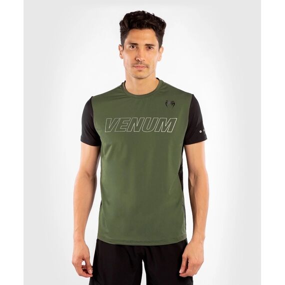 Venum Classic Evo Dry Tech T-shirt - Khaki/Silver - S, Colour: Khaki, Size: S