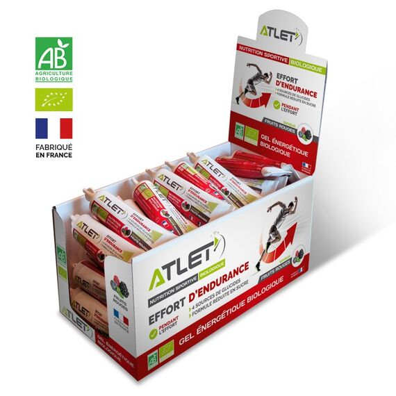 Organic red fruit energy gels 25g Atlet (pack of 45)