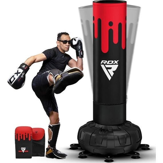 Free Standing Punch Bag F9 + Bag Mitts, Colour: Rot, Length: 1.8m