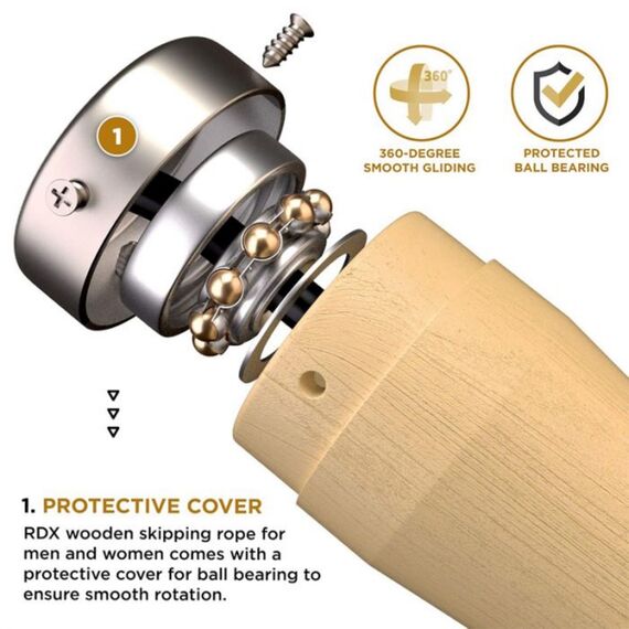 Skipping Rope Woodedn Brown-10.3Ft (15800), Size: One Size, Colour: Beige, Length: 3.10m, 3 image