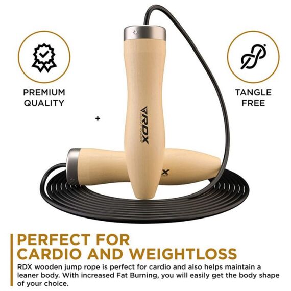 Skipping Rope Woodedn Brown-10.3Ft (15800), Size: One Size, Colour: Beige, Length: 3.10m, 9 image