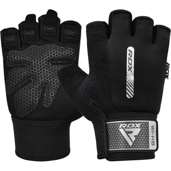 Gym Weight Lifting Gloves W1 Half, Colour: Schwarz, Size: L