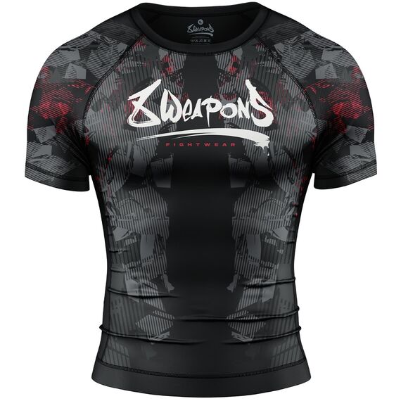 8 WEAPONS Rashguard, S/S, Hit 2.0, black-red, L, Size: L, Colour: Schwarz