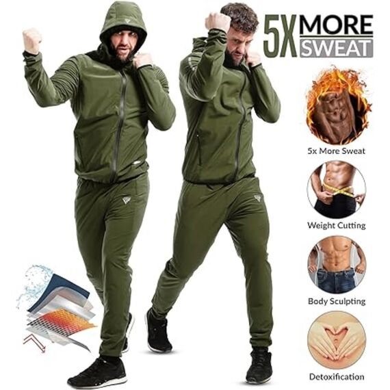 Clothing Sauna Suit H2, Size: XL, Colour: Khaki, 4 image