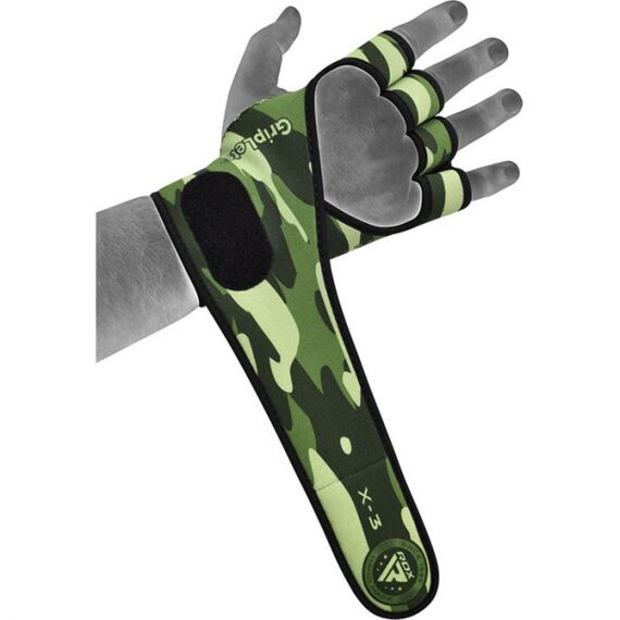 Weight Lifting Gloves X3 Army Green Long Strap-S/M, Colour: Camouflage, Size: S-M, 5 image