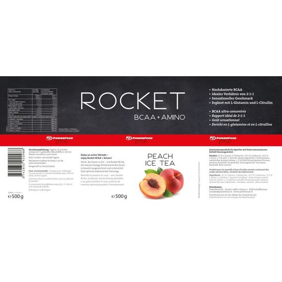 Rocket Bcaa 500g Powerfood One | Ice Tea Pêche, 2 image