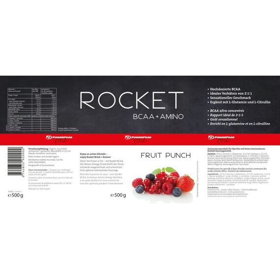 Rocket Bcaa 500g Powerfood One | Fruit Punch, 2 image