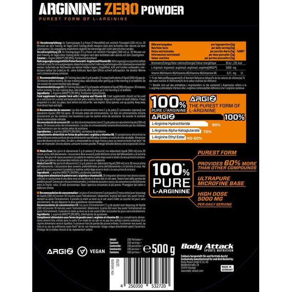 Arginin Zero 500g Body Attack, 3 image