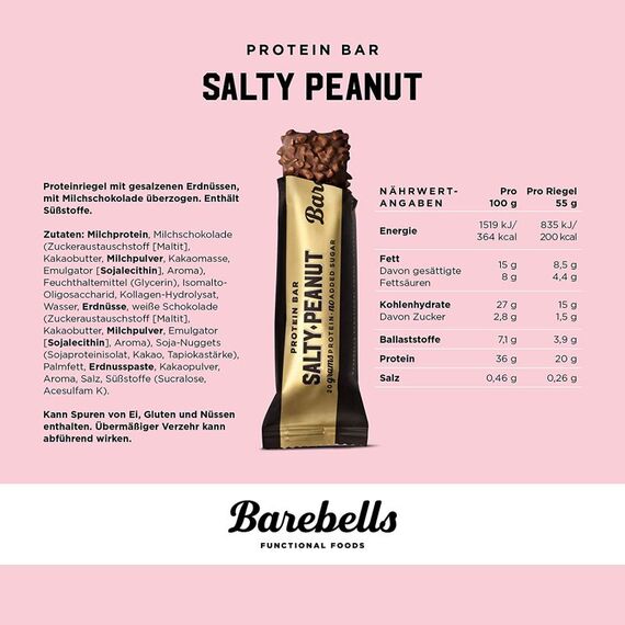 Protein Bar 55g Barebells (set of 12) | Chocolate Peanuts, 2 image