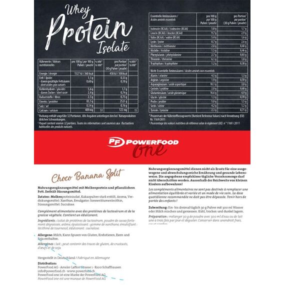 Whey Protein Isolate 1000g Powerfood One | Chocolat Banane, 2 image