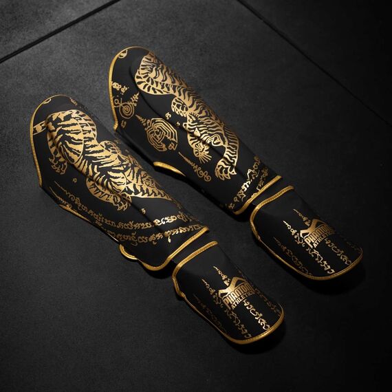Protège-tibias Muay Thai - Limited Edition, Taille: L/XL, Couleur: Noir