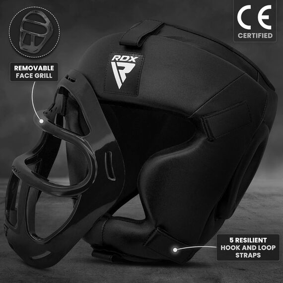 Casque de Combat à Grille Amovible, Couleur: Noir, Taille ne pas utiliser: S, 4 image