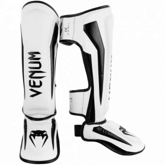 Protège-tibias Venum Elite, Taille: L, Couleur: Blanc, Taille ne pas utiliser: L