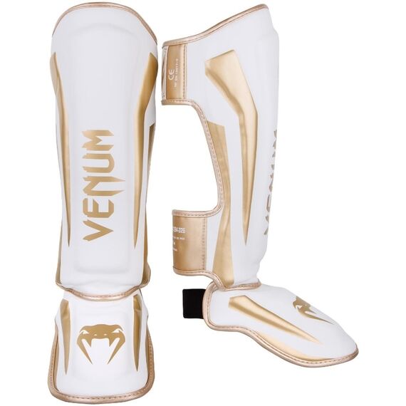 Venum Elite Standup Shinguards - White/Gold-XL, Size: XL, Colour: Gold, Size: XL