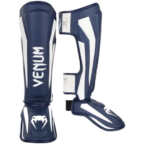 Venum Elite Standup Shin guards - White/Navy Blue, Colour: Blue, Size: L