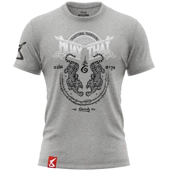 T-Shirt Sak Yant Tigers, Size: M, Colour: Grey