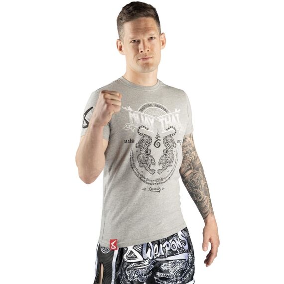 T-Shirt Sak Yant Tigers, Size: M, Colour: Grey, 6 image
