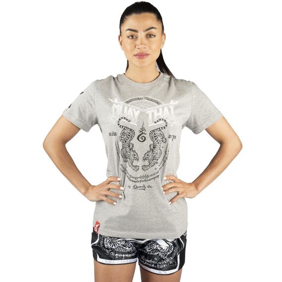 T-Shirt Sak Yant Tigers, Size: M, Colour: Grey, 4 image