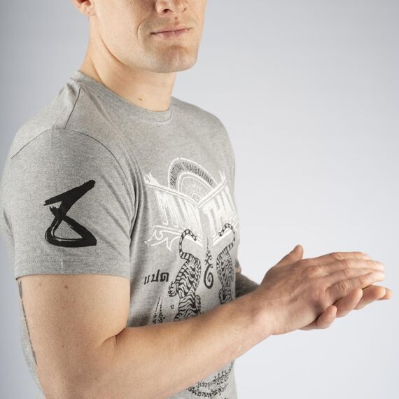 T-Shirt Sak Yant Tigers, Size: M, Colour: Grey, 3 image
