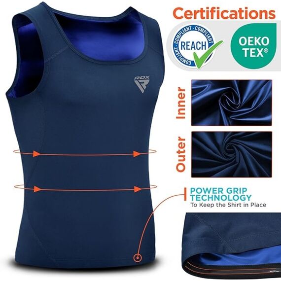 RDX Men's Sweat Jacket For Weight Loss, Size: M, Colour: Blue, 3 image