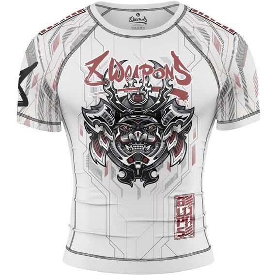 8 WEAPONS Rashguard, S/S, Samurai 2.0, white-red, XXL, Size: 2XL, Colour: Weiss