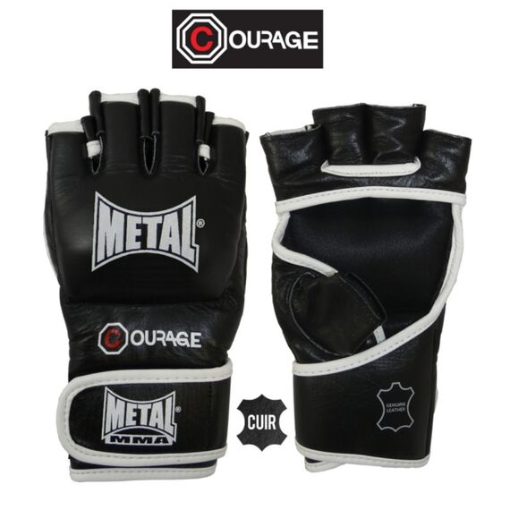 Courage MMA Leder Handschue, Farbe: Schwarz, Grösse : XL