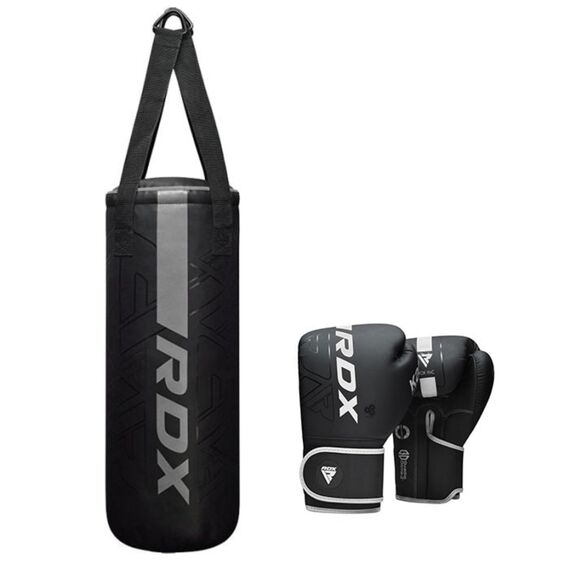 Junior Box-Set - Boxsack 60 cm + Boxhandschuhe 6 oz, Farbe: Silber, Zusatzgewicht: 8 kg, Länge: 0.6m