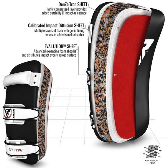 RDX T1 Curved Thai Kick Pad – The Ultimate Muay Thai Training Gear, Size: One Size, Colour: Weiss, 7 image
