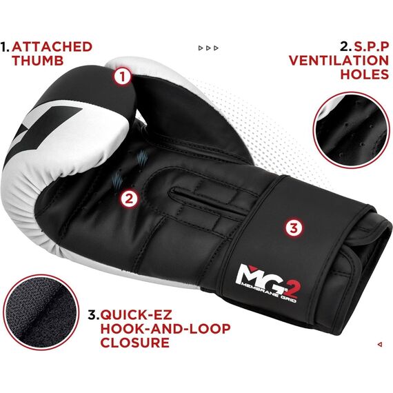 Boxing Gloves Rex F4 White/Black-10OZ, Colour: Weiss, OZ: 10oz, 7 image