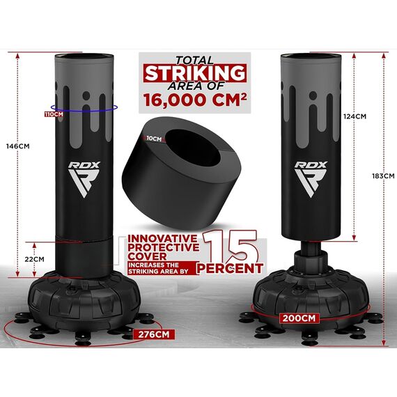 Free Standing Punch Bag F9 + Bag Mitts, Colour: Schwarz, Length: 1.8m, 6 image
