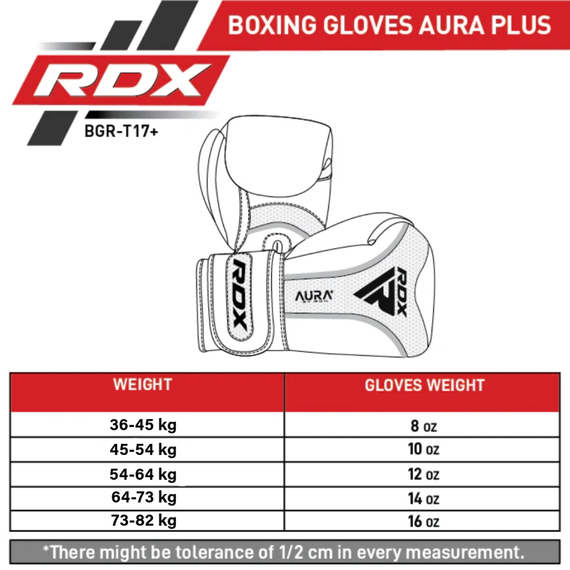 RDX Aura Plus T-17 Boxing Gloves, Colour: Schwarz, OZ: 12oz, 5 image