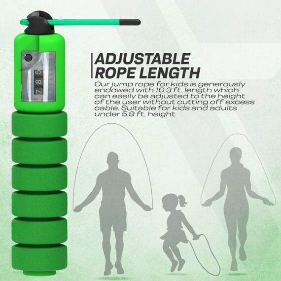 Skipping Rope Kids Plastic Abs Green-10Ft (17583), Colour: Green, Length: 3.10m, 3 image