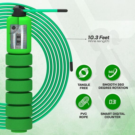 Skipping Rope Kids Plastic Abs Green-10Ft (17583), Colour: Green, Length: 3.10m, 9 image