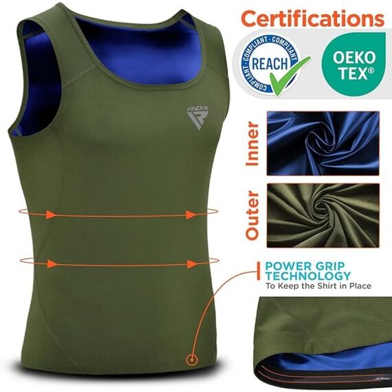 Veste de Sudation Homme Pour la Perte de Poids, Taille: 2XL, Couleur: Kaki, 3 image