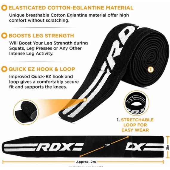 Gym Knee Wrap, Size: One Size, Colour: Schwarz, 6 image