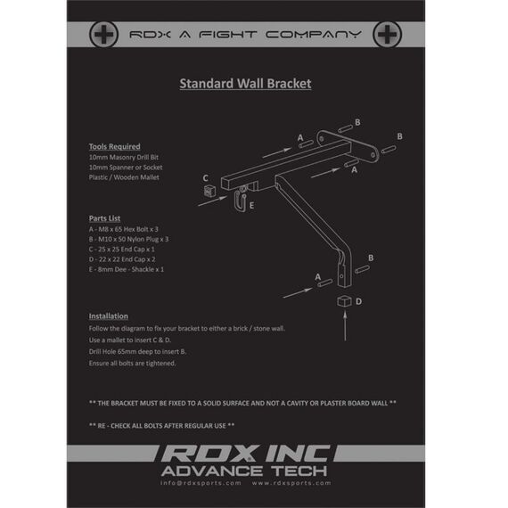 RDX X1 White Steel Wall Bracket max 40 Kg, Size: One Size, Colour: Weiss, 2 image