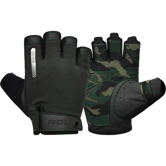 Gym Training Gloves T2 Half Army Green-M, Colour: Green, Size: M