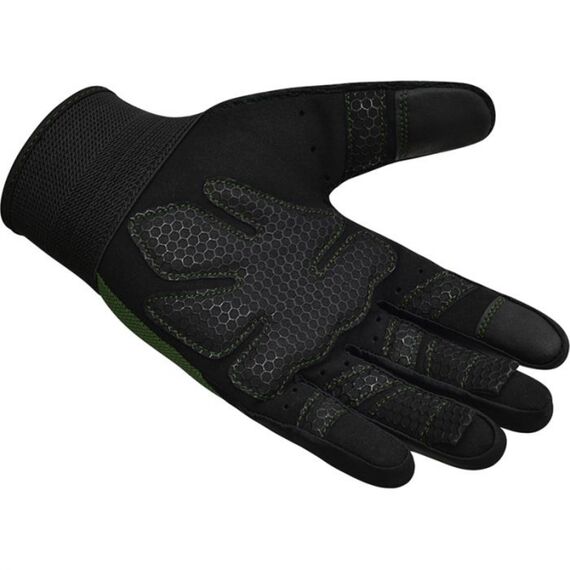 Gym Weight Lifting Gloves W1 Full Army Green, Colour: Green, Size: L, 6 image
