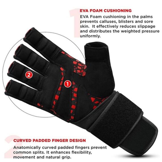 Gym Glove Micro Red/Black Plus-L, Size: M, Colour: Schwarz, 4 image