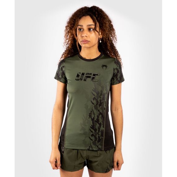 UFC Authentic Fight Week Women's Performance Short Sleeve T-shirt, Size: L, Colour: Khaki, Size: L