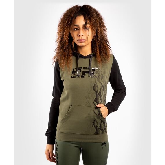 UFC Authentic Fight Week Women's Pullover Hoodie, Colour: Khaki, Size: M