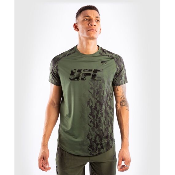 UFC Authentic Fight Week Men's Performance Short Sleeve T-shirt, Colour: Khaki, Size: XS