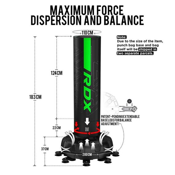 Kara Freestanding Punching Bag, Colour: Green, Length: 1.8m, 10 image