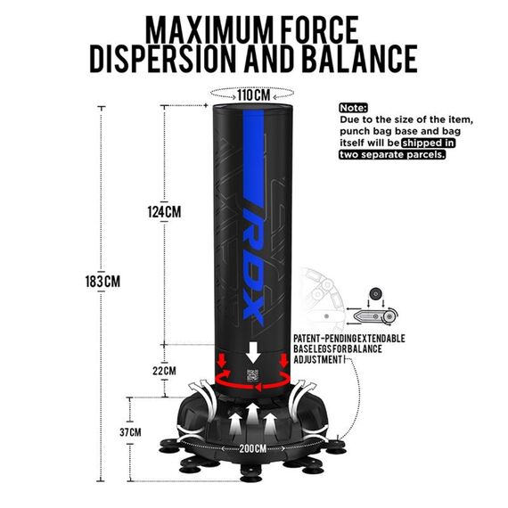Kara Freestanding Punching Bag, Colour: Blue, Length: 1.8m, 10 image
