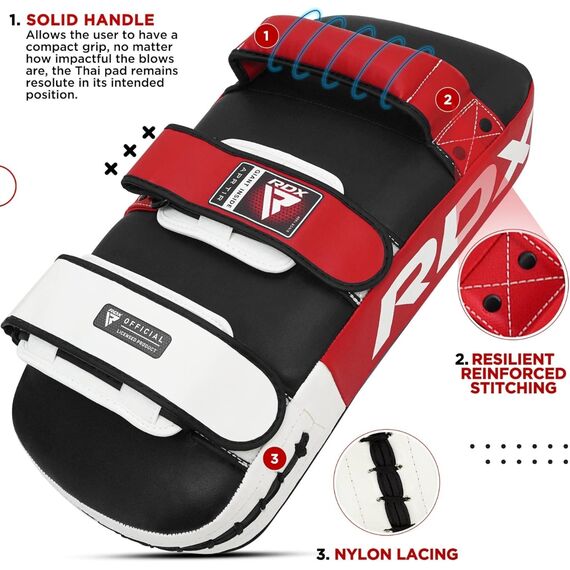 RDX T1 Curved Thai Kick Pad – The Ultimate Muay Thai Training Gear, Size: One Size, Colour: Rot, 8 image