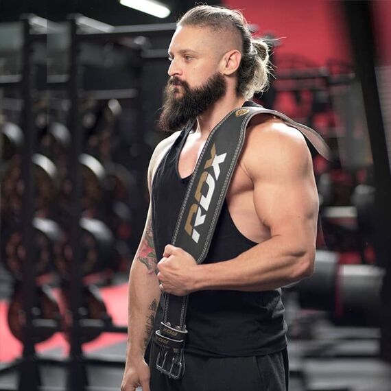 RDX 4 Inch Padded Leather Weightlifting Fitness Gym Belt, Size: 2XL, Colour: Schwarz, 2 image