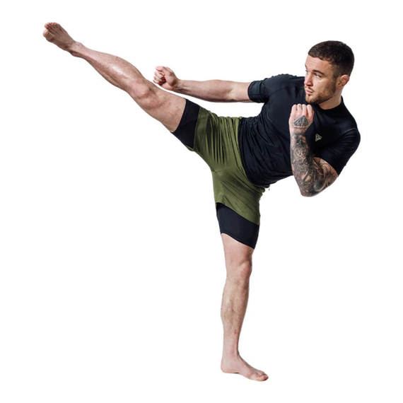 MMA Shorts T16 Army Green/Black-S, Size: S, Colour: Khaki, 5 image