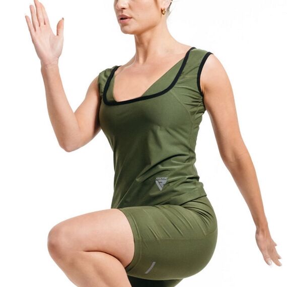 RDX Women's Sweat Jacket For Weight Loss, Size: S, Colour: Khaki, 3 image