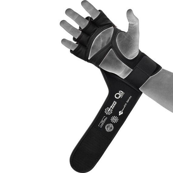 RDX Grappling Gloves Aura Plus T-17 Black Golden-L, Size: L, Colour: Schwarz, 3 image