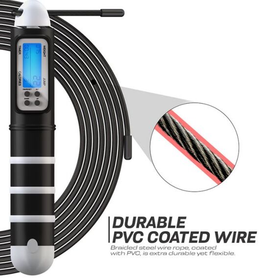 Skipping Rope Multifunction Cable Wire Abs Black-10.3Ft (15541), Colour: Schwarz, 5 image